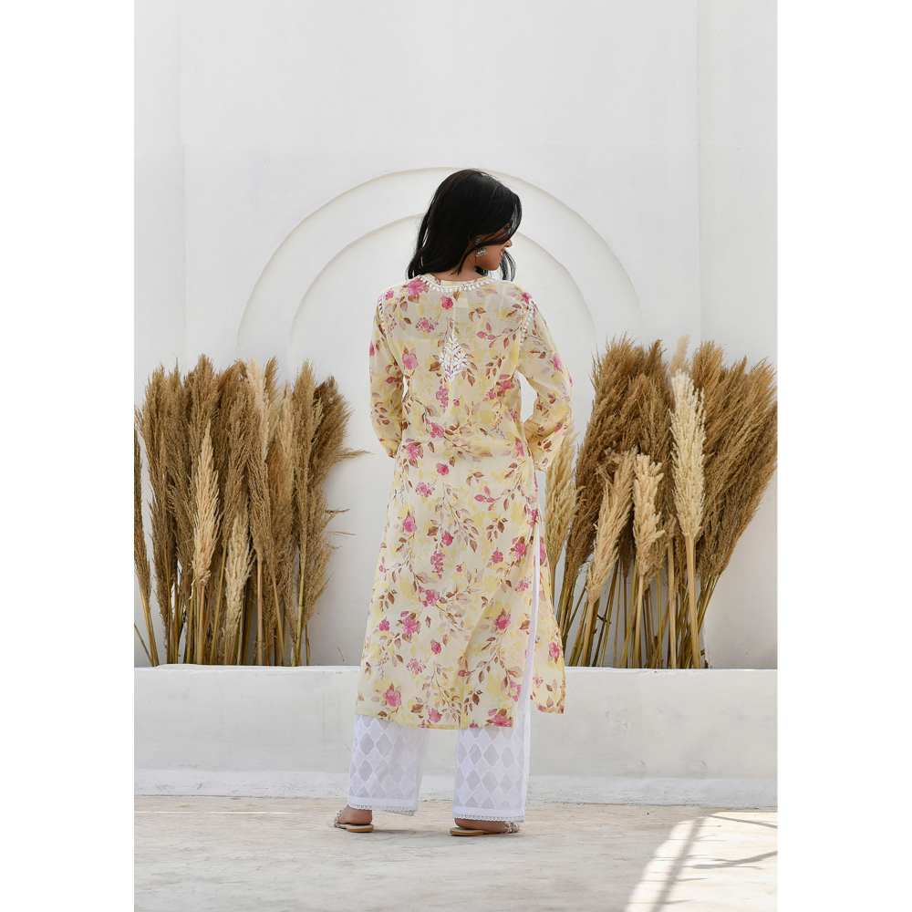 House of Chikankari Jafna Chikankari Mulmul Straight Kurta
