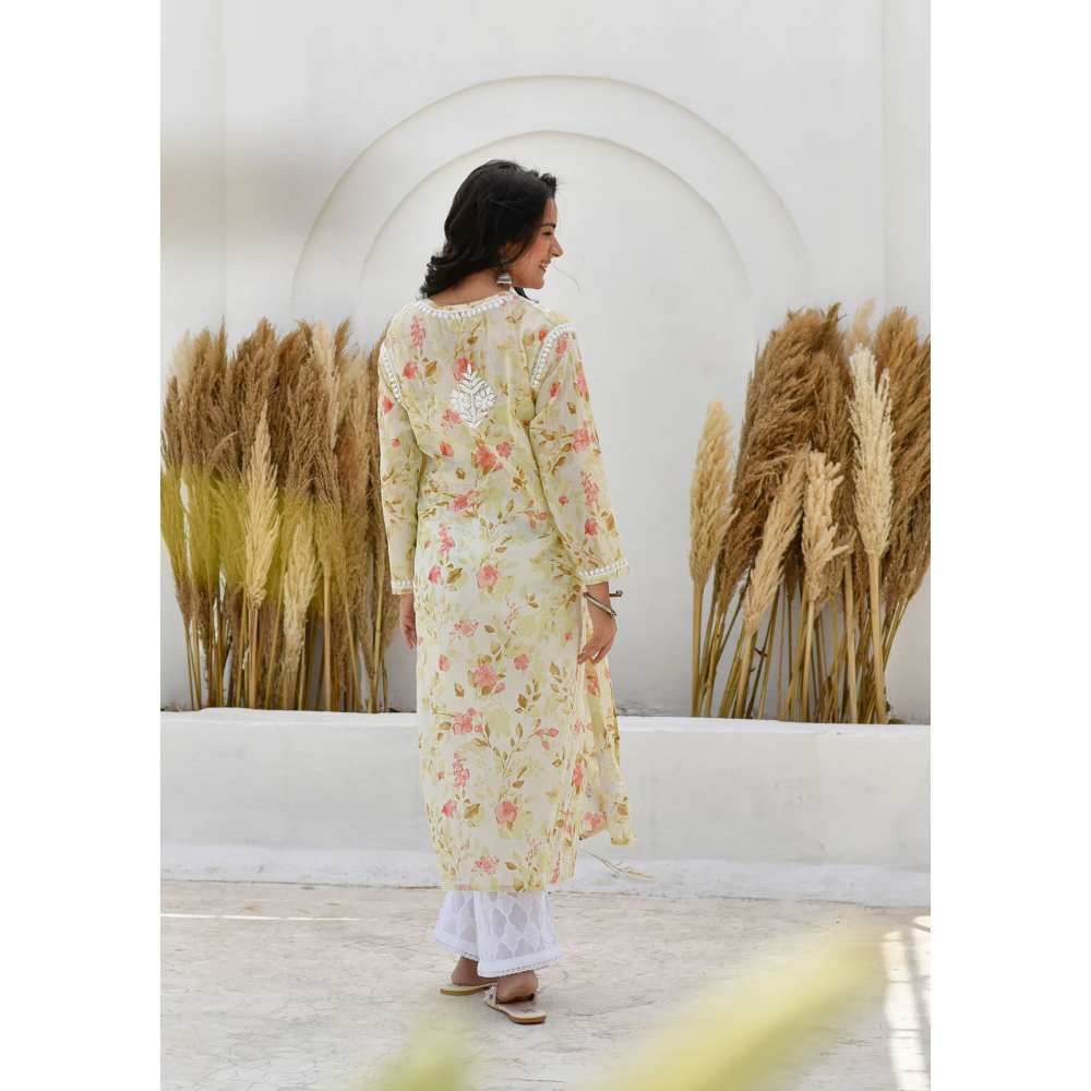 House of Chikankari Jafna Chikankari Mulmul Straight Kurta