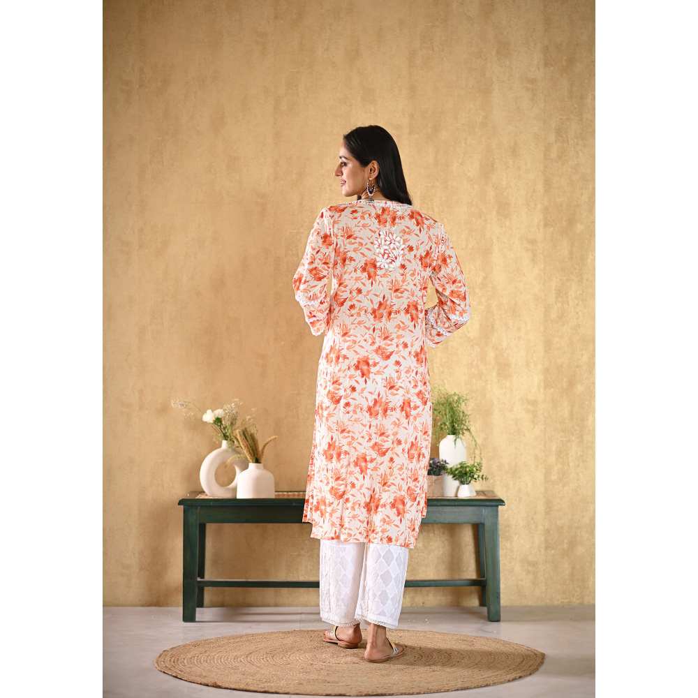 House of Chikankari Juman Chikankari Mulmul Straight Kurta