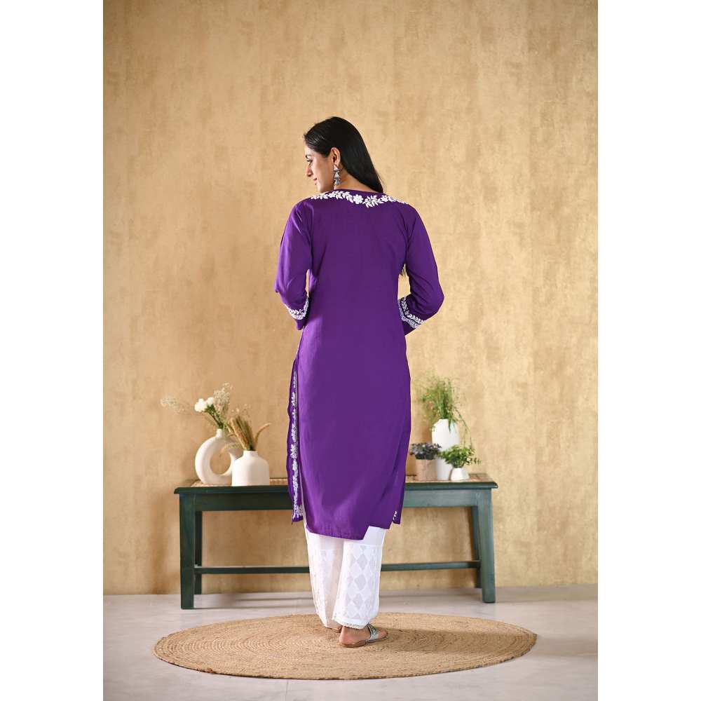 House of Chikankari Nargis Chikankari Cotton Straight Kurta