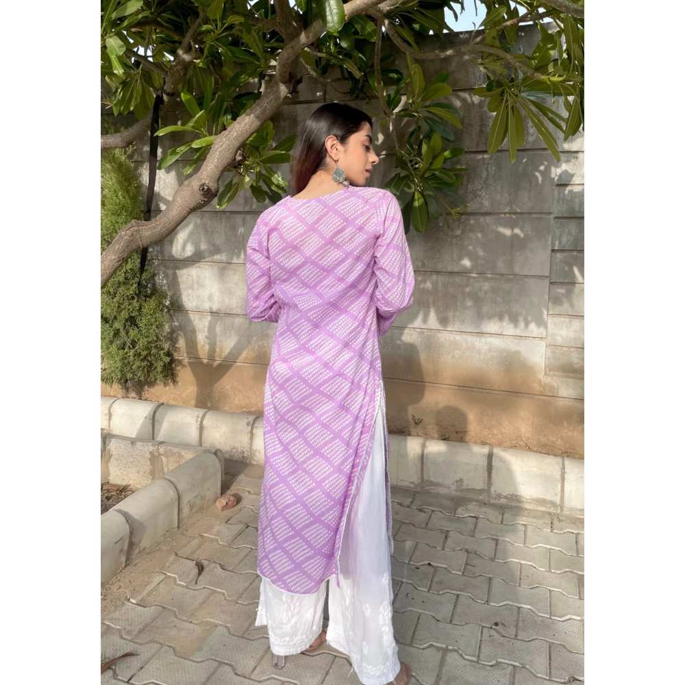 House of Chikankari Elham Chikankari Mulmul Straight Kurta