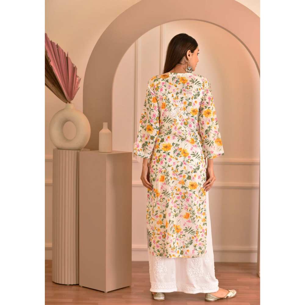 House of Chikankari Zeina Chikankari Mulmul Straight Kurta