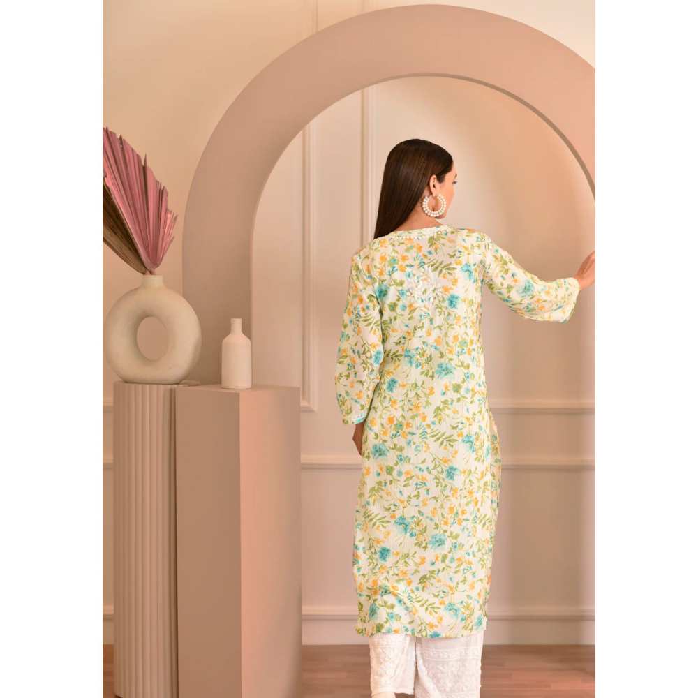 House of Chikankari Zeina Chikankari Mulmul Straight Kurta