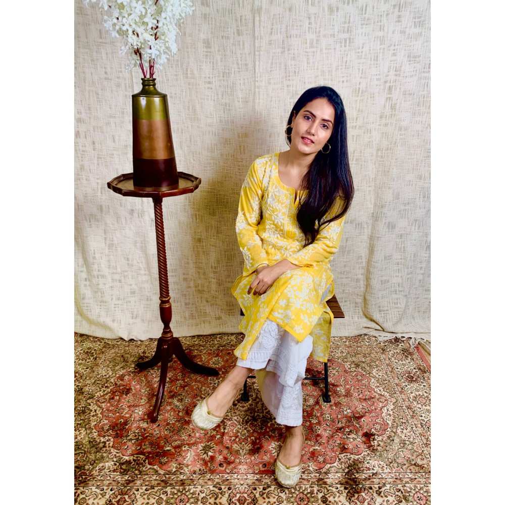 House Of Chikankari Zainab Chikankari Mulmul Straight Kurta