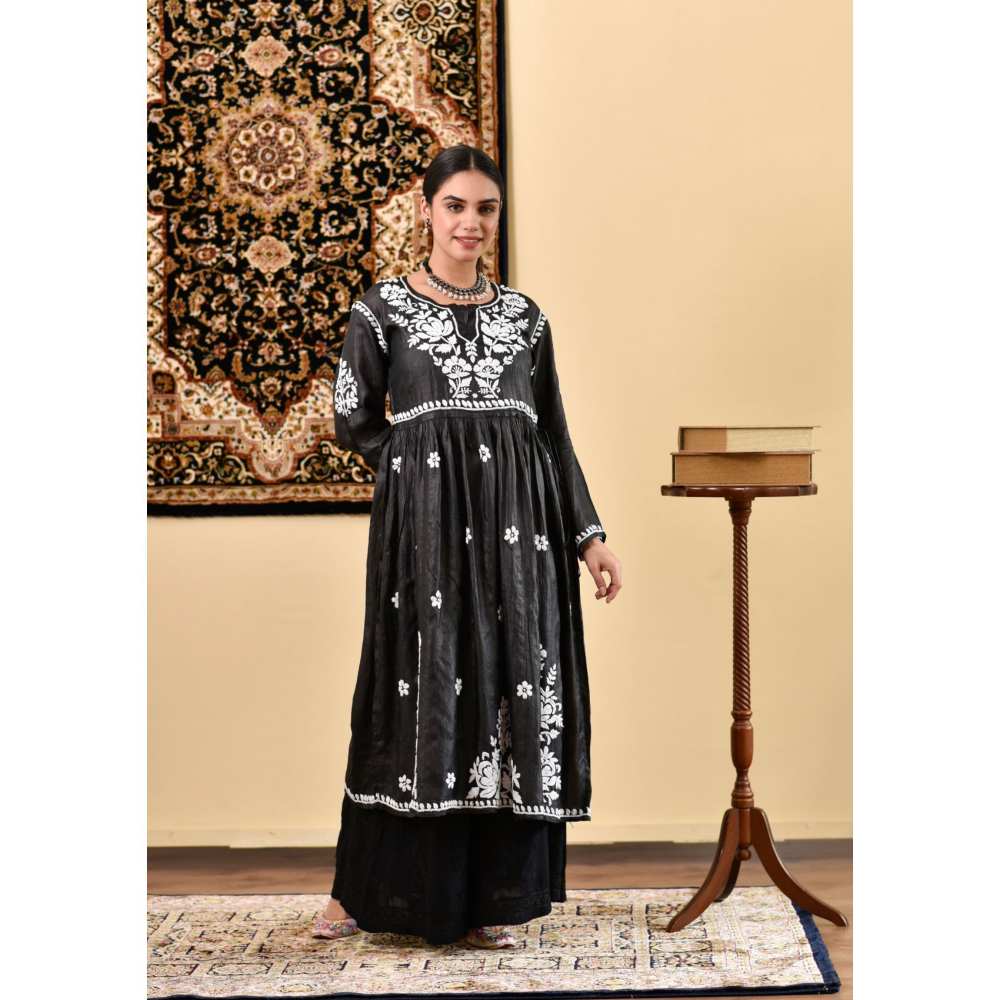 House Of Chikankari Masoom Chikankari Silk A-Line Kurta