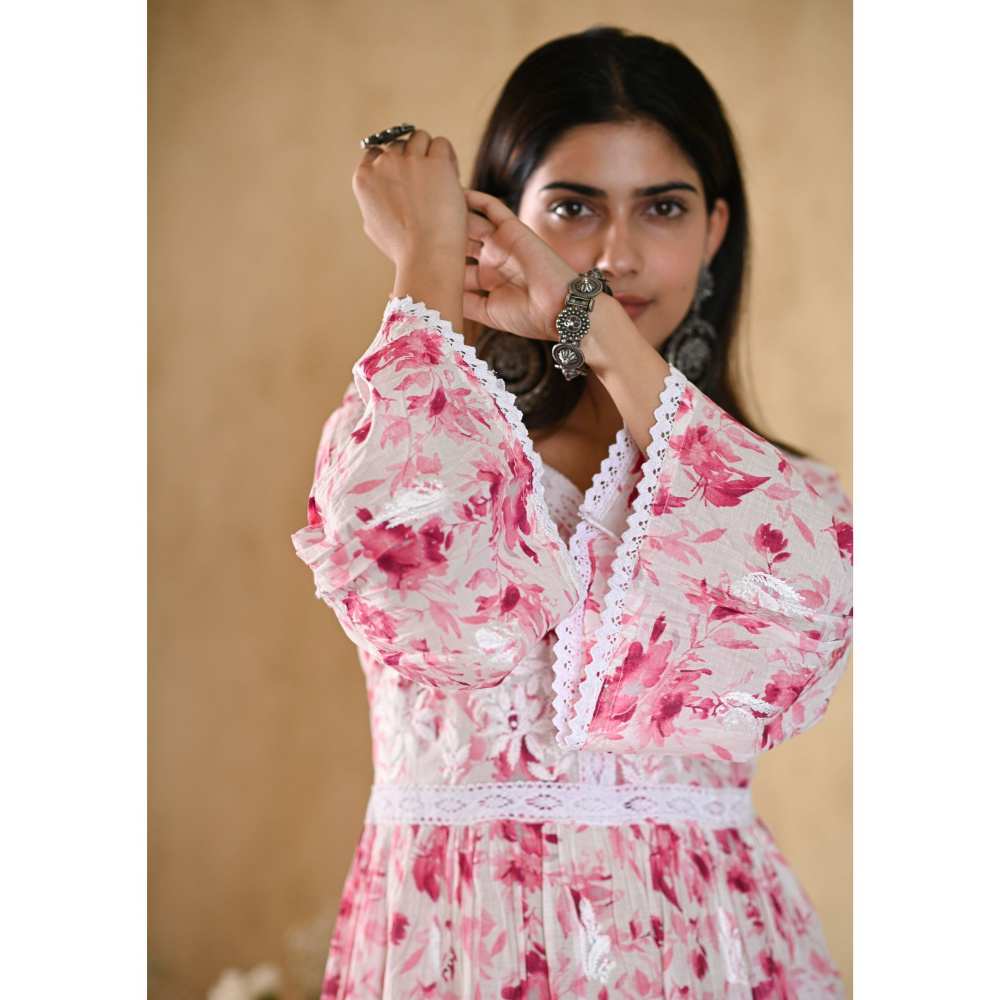 House Of Chikankari Juman Chikankari Mulmul A-Line Short Kurta