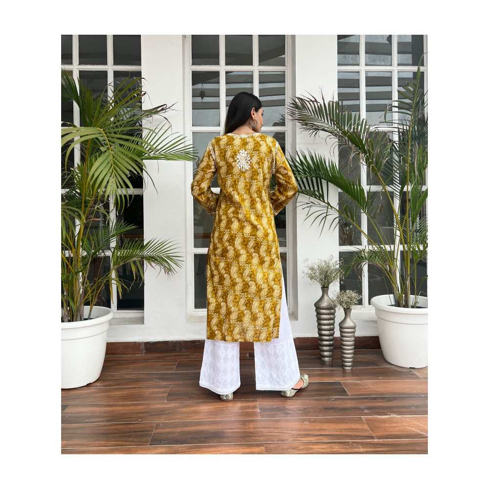 House Of Chikankari Ayah Chikankari Mulmul Straight Kurta