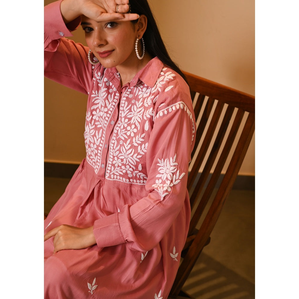House of Chikankari Aabida Chikankari Modal A-Line Dress