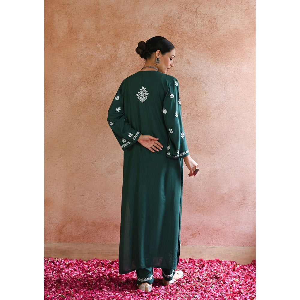 House of Chikankari Nazaha Chikankari Rayon Straight Kurta Set