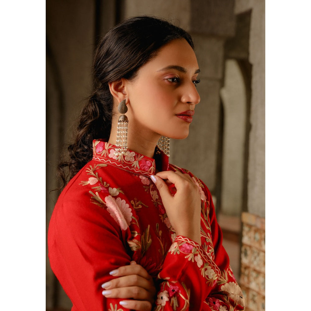House of Chikankari Kasmira Aari Woollen Short Jacket