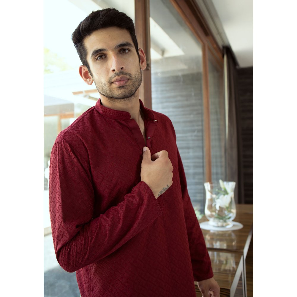 House of Chikankari Shahbaz Chikankari Cotton Straight Men Kurta