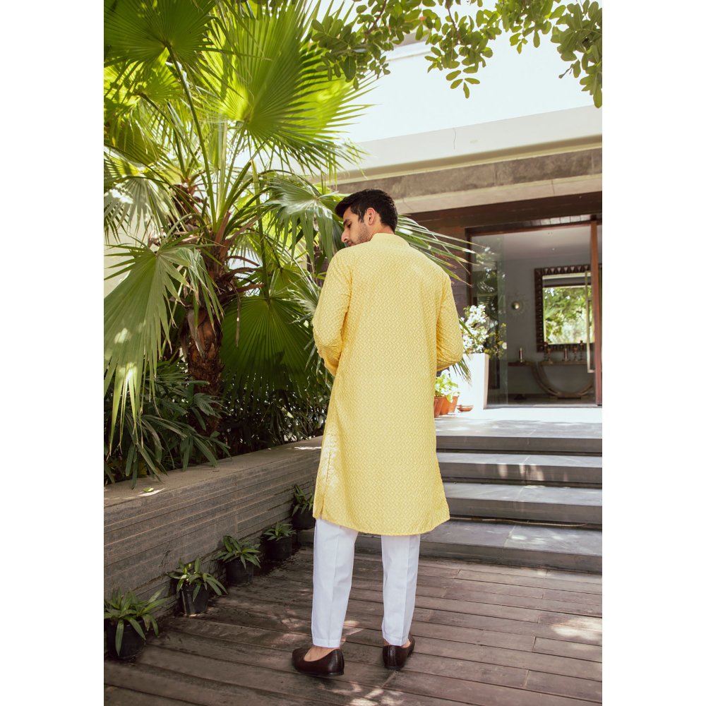 House of Chikankari Umar Chikankari Cotton Straight Men Kurta