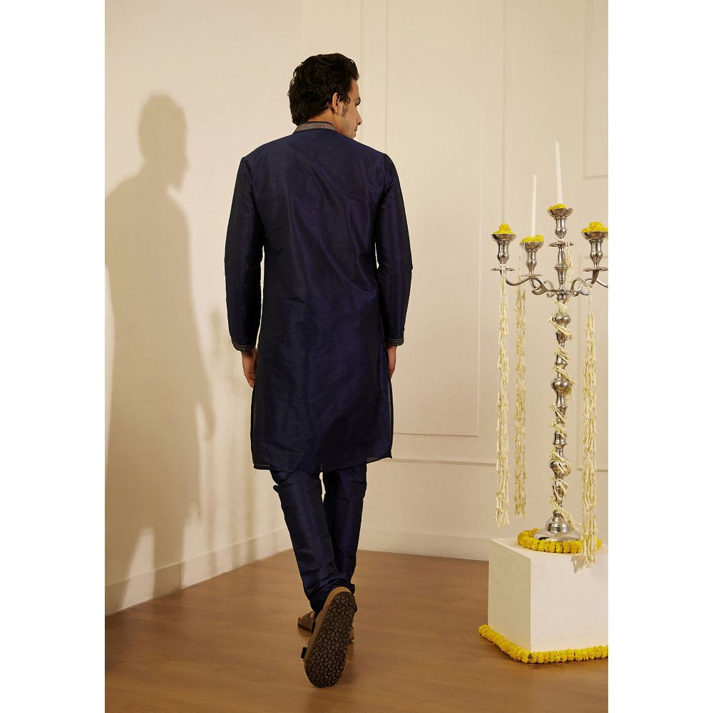House of Chikankari Amir Silk Straight Men Kurta with Pyjama (Set of 2)