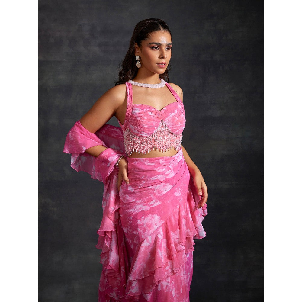 House of Exotique Lalita Printed Saree with Stitched Blouse