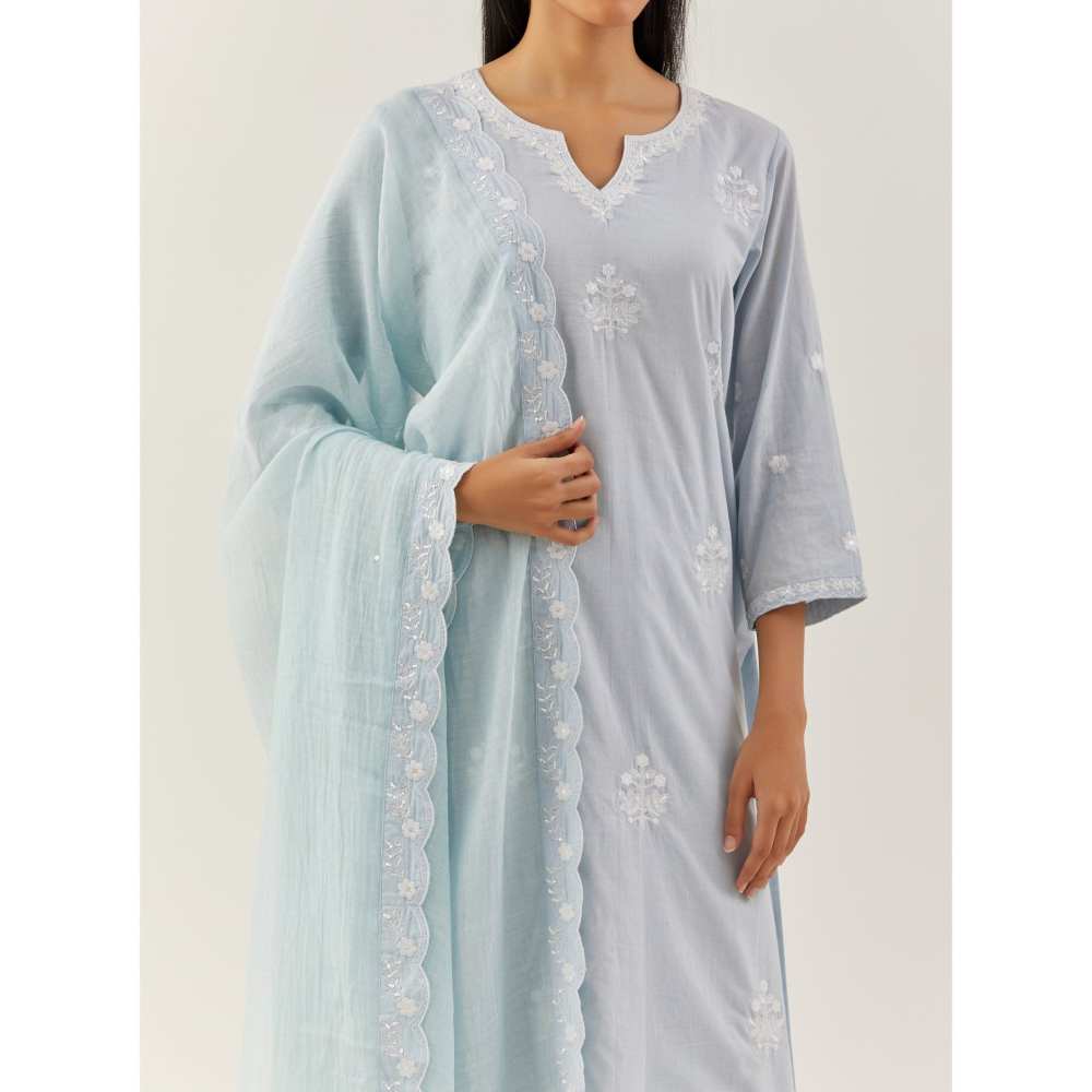 Ikshita Choudhary Blue Kurta (Set of 3)