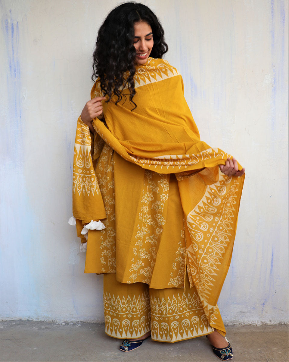 Chidiyaa Yellow Cotton Dupatta