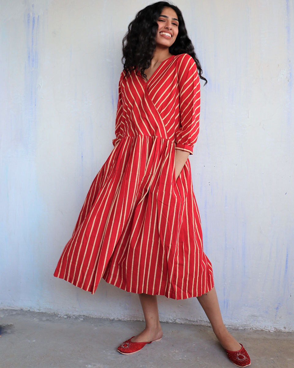 Chidiyaa Red Cotton Dress