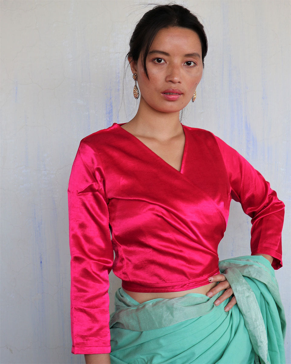 Chidiyaa Pink Mashru Silk Blouse