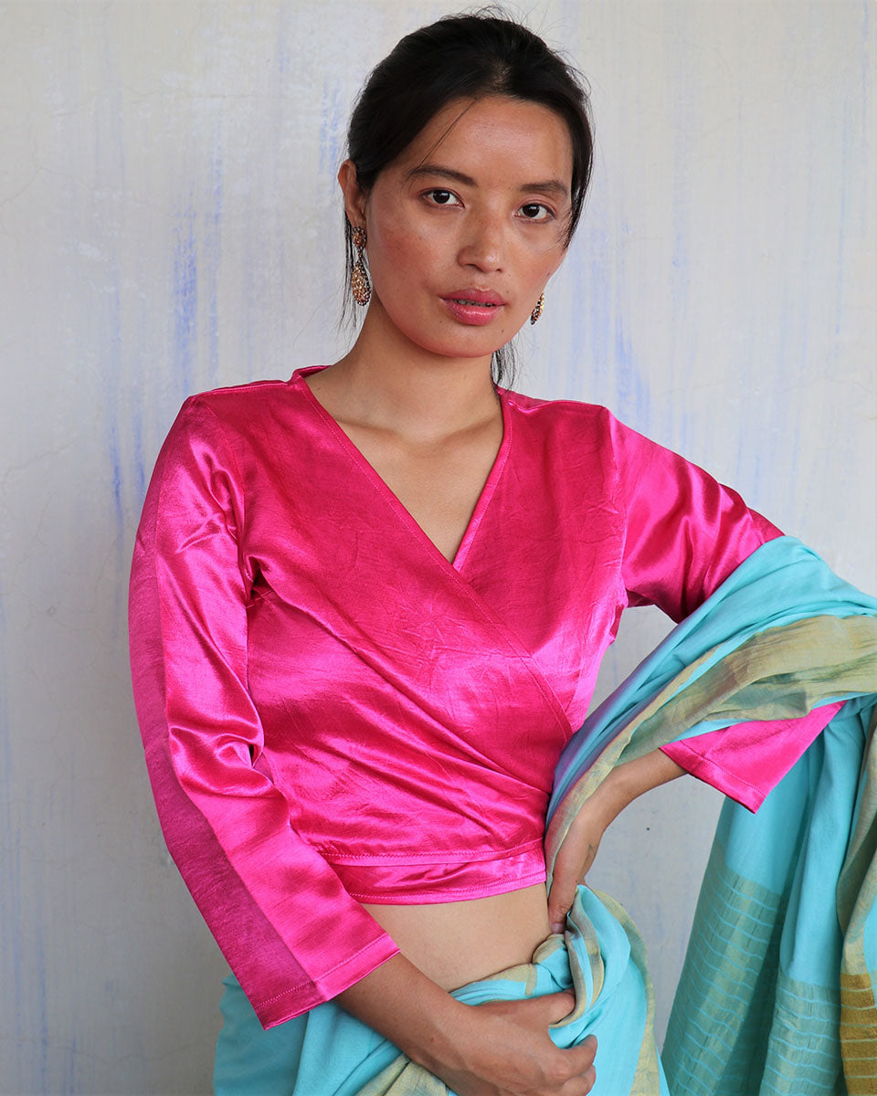 Chidiyaa Pink Mashru Silk Blouse