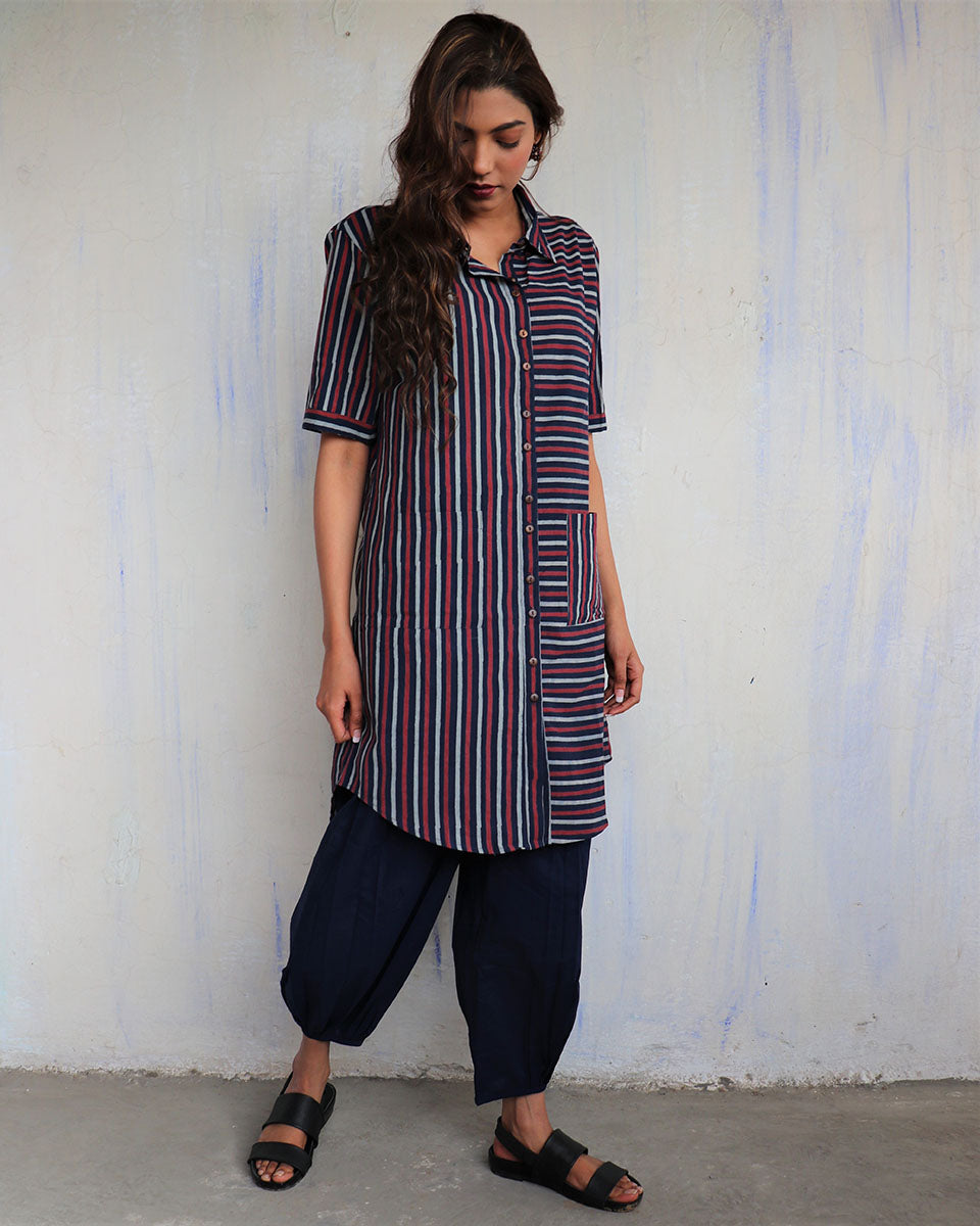 Chidiyaa Blue Cotton Kurti, Salwar (Set of 2)