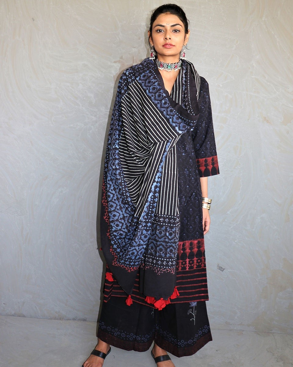 Chidiyaa Twilight Magic Hand Printed Pure Cotton Dupatta