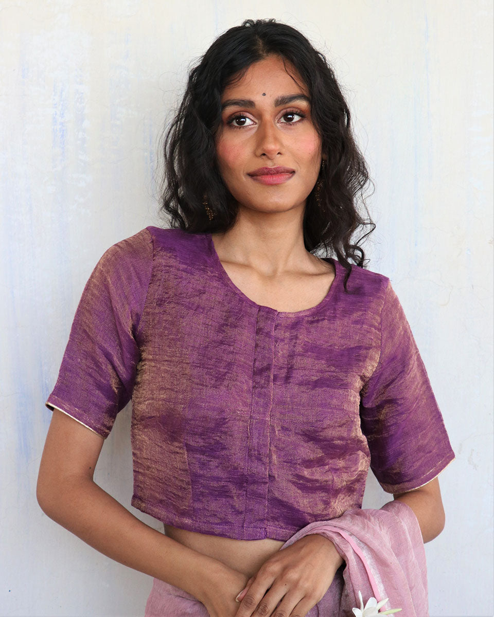 Chidiyaa Purple Linen Blouse