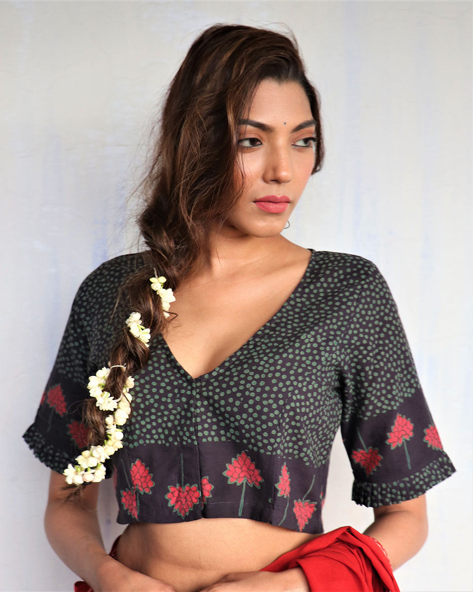 Chidiyaa Navy Blue Cotton Blouse
