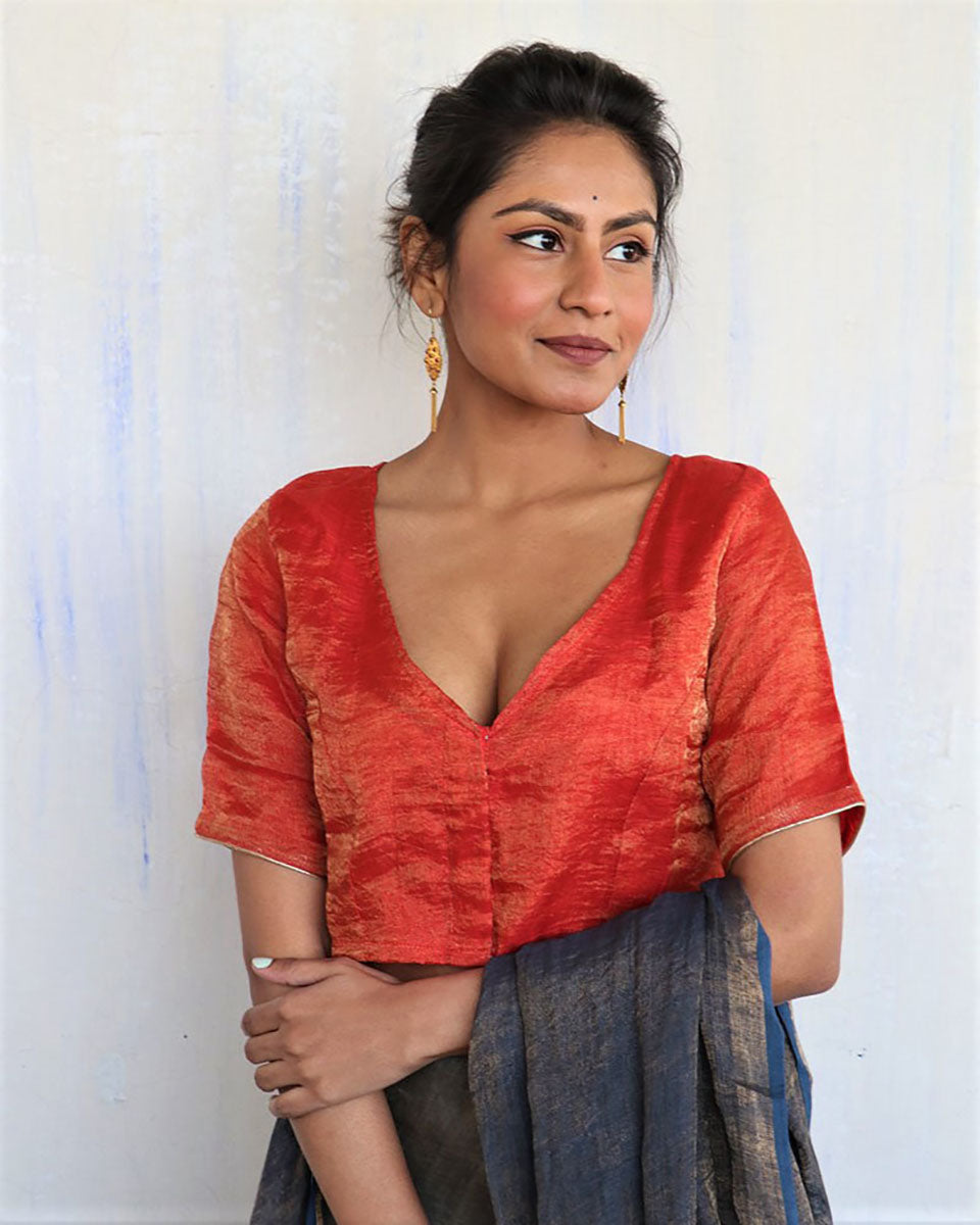 Chidiyaa Red Linen Blouse
