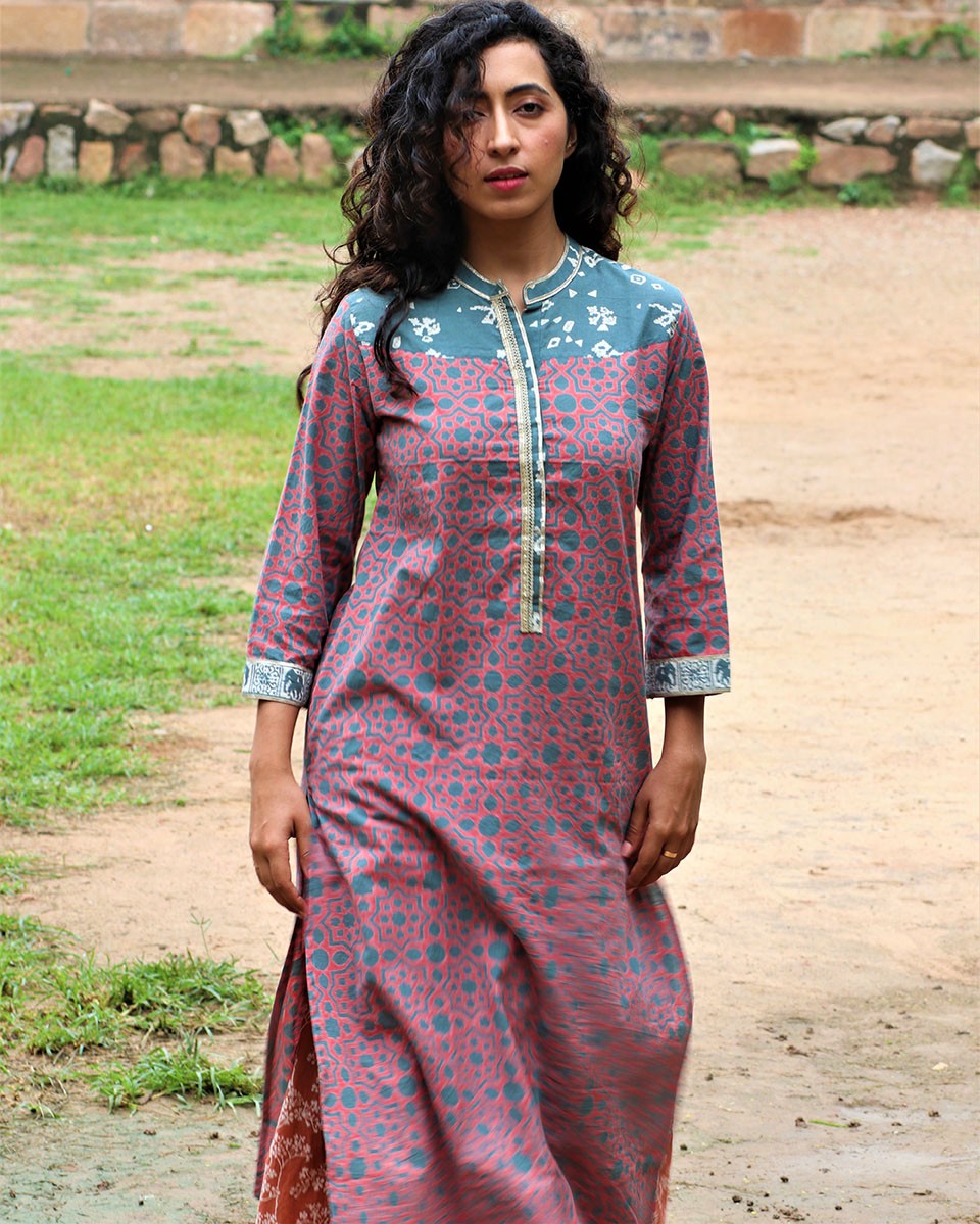 Chidiyaa Pink Cotton Kurta