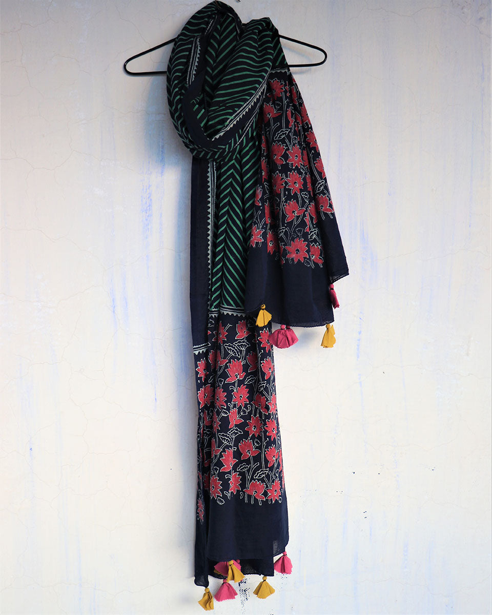 Chidiyaa Blue Cotton Dupatta