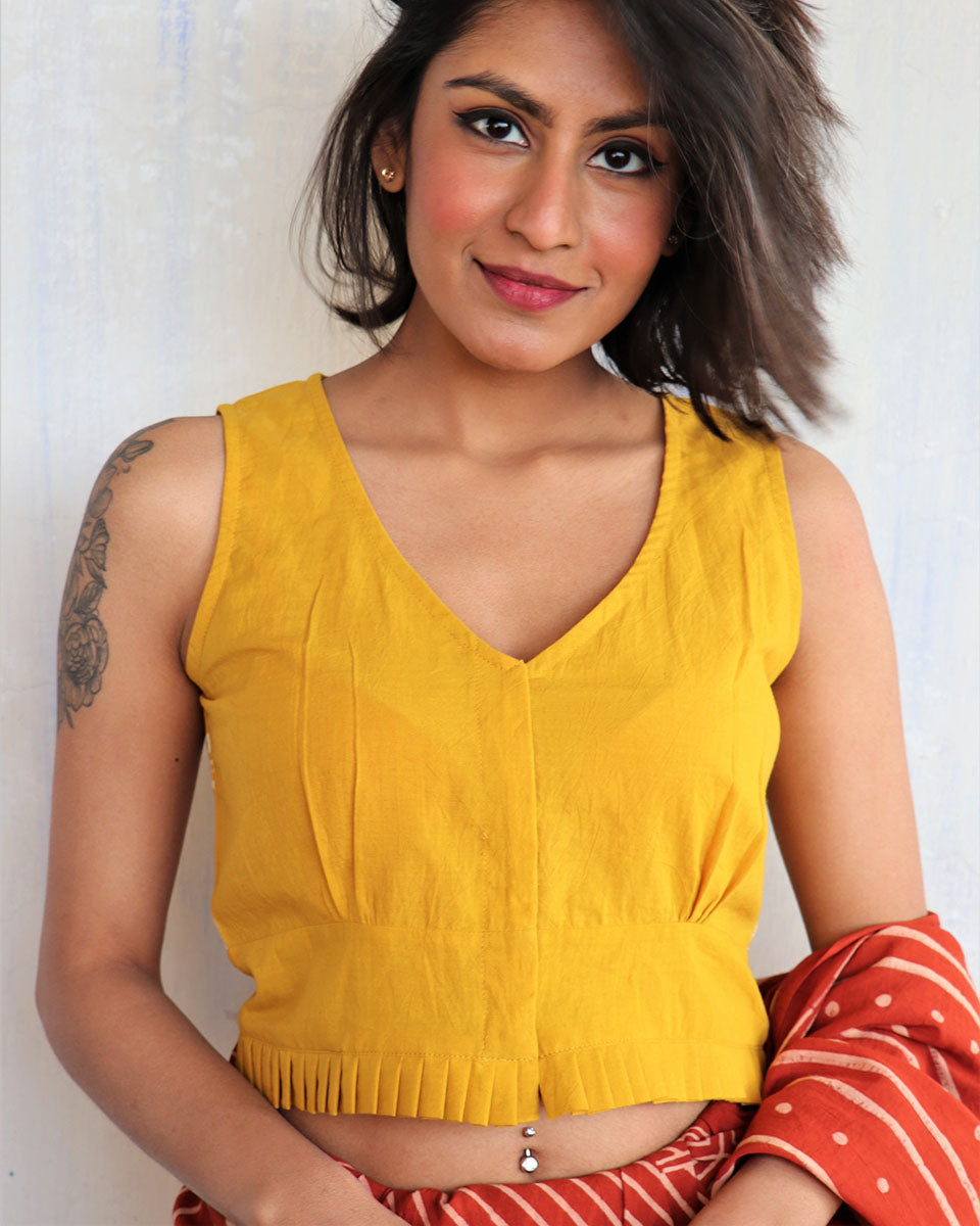 Chidiyaa Yellow Cotton Blouse