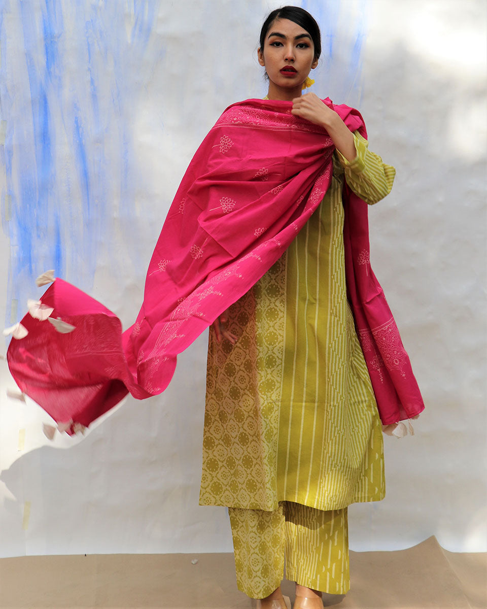 Chidiyaa SKD Rani Handprinted Pure Cotton Dupatta