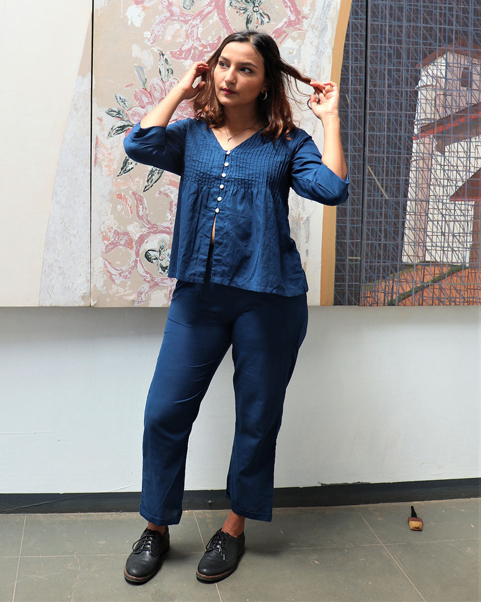 CHIDIYAA Handwoven Cotton Indigo Pants