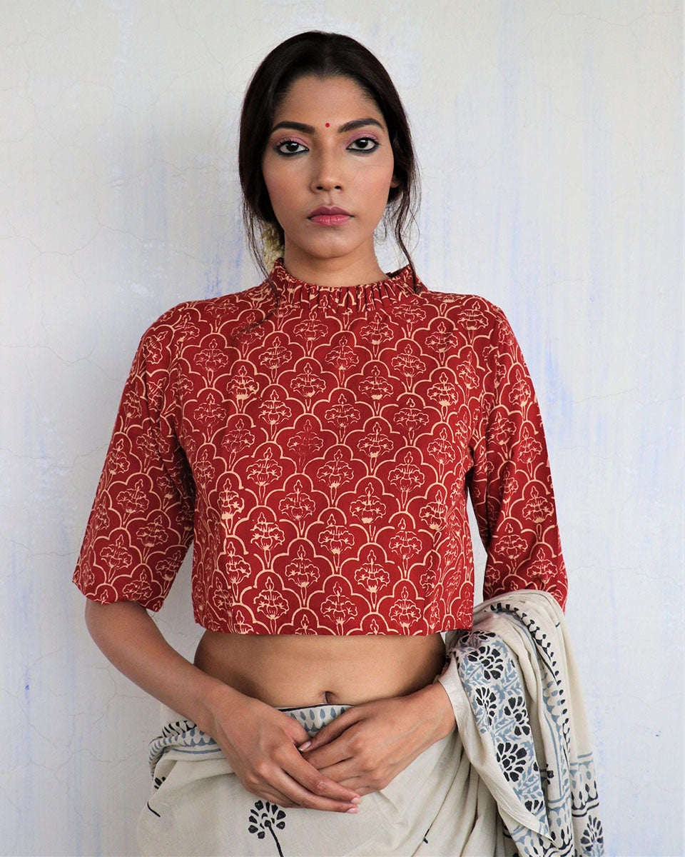 Chidiyaa Maroon Cotton Blouse
