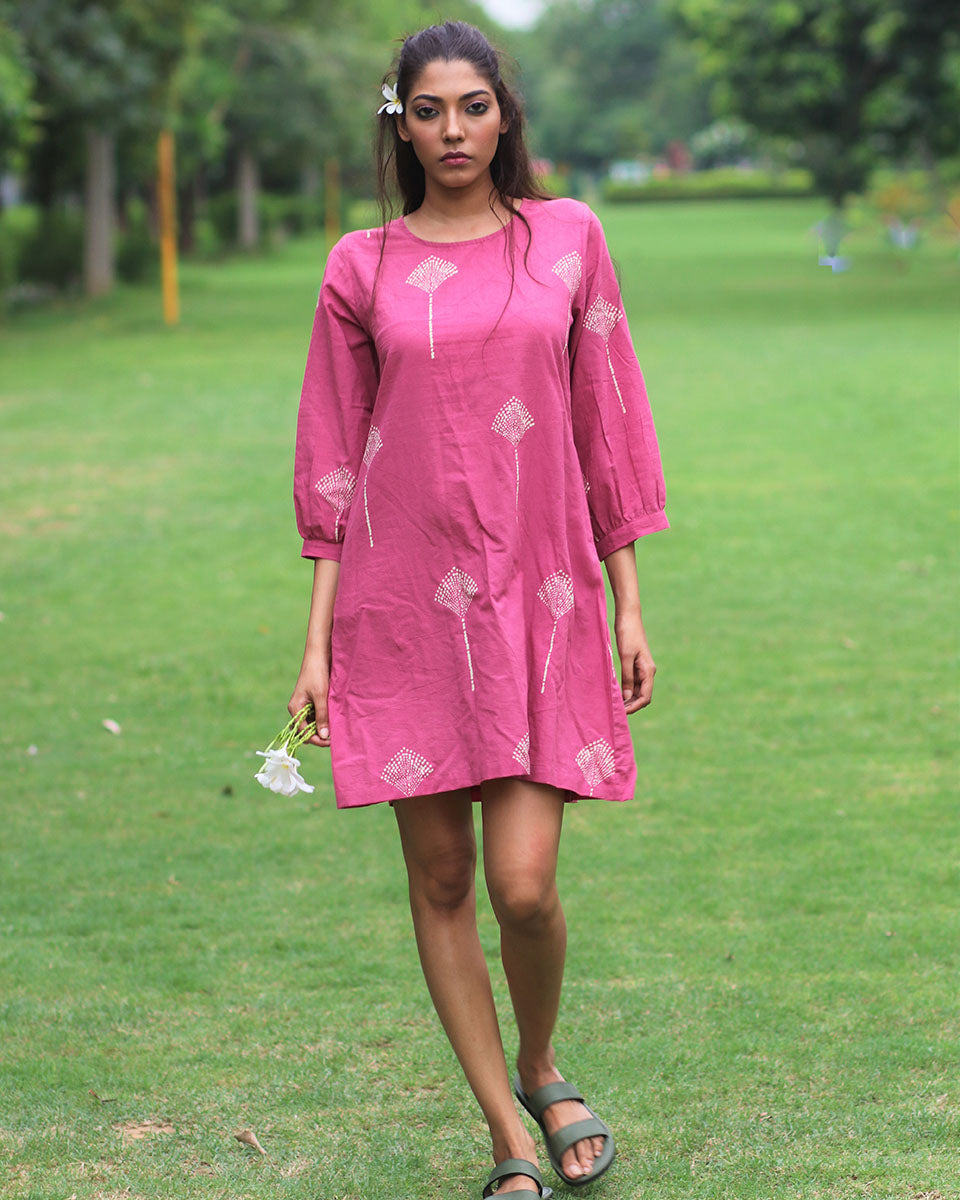 Chidiyaa Pink Cotton Dress