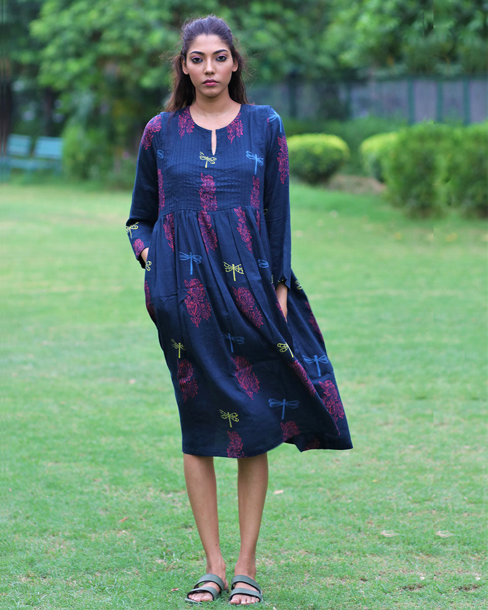 Chidiyaa Blue Cotton Dress
