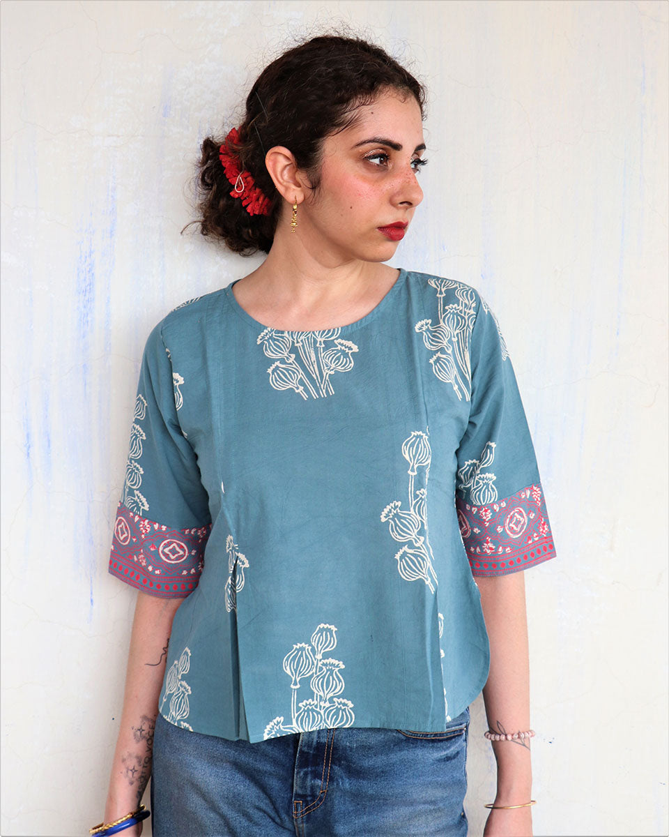 Chidiyaa Blue Cotton Top