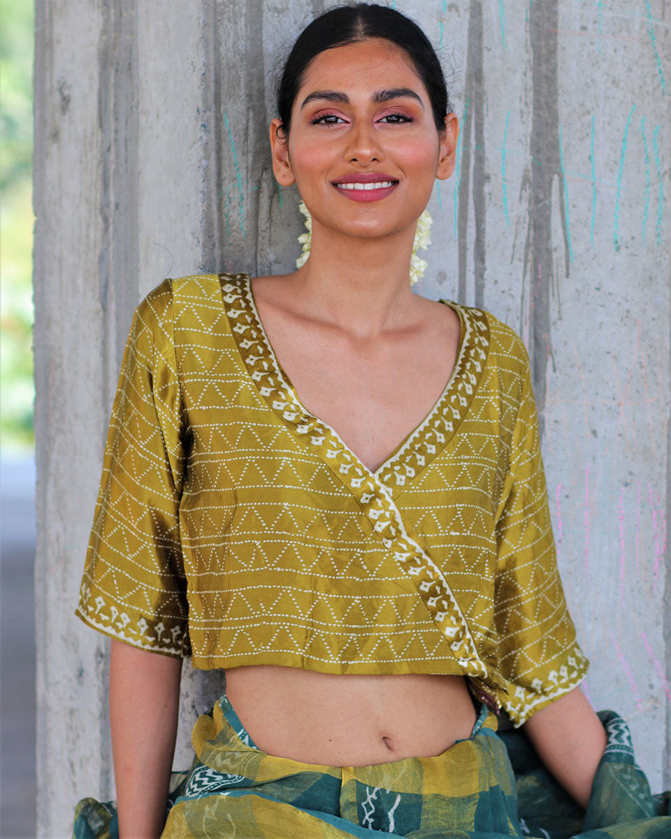 Chidiyaa Mustard Mashru Silk Blouse