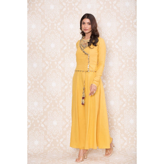 Inej Yellow Waistcoat Anarkali (Set of 3)