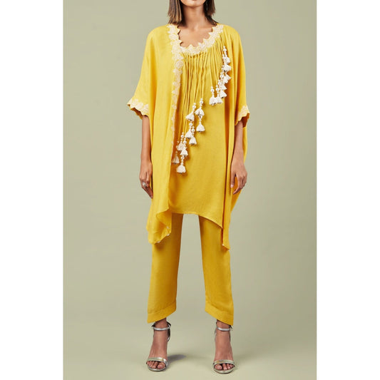 Inej Yellow Straight Kaftan Suit (Set of 2)