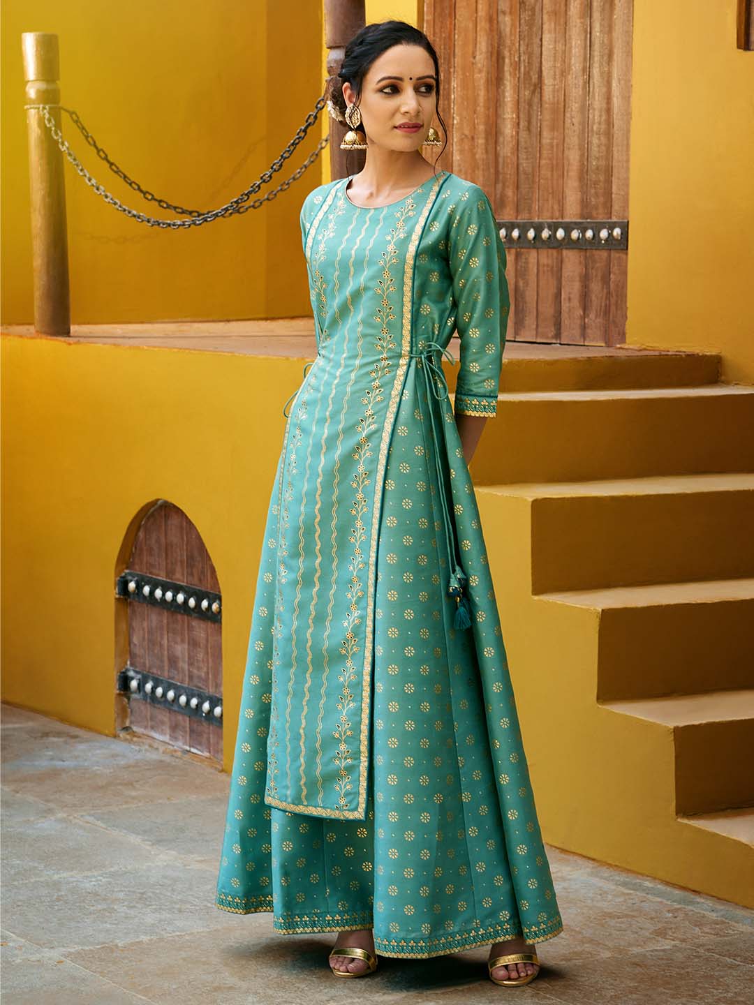 Janasya - Buy Light Green Poly Silk Ethnic Dress – Nykaa Fashion