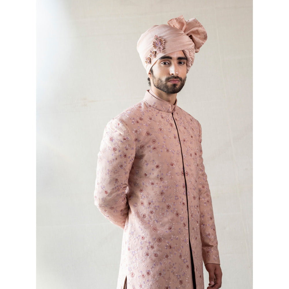 Jatin Malik Champagne Jamawaar Sherwani (Set of 5)