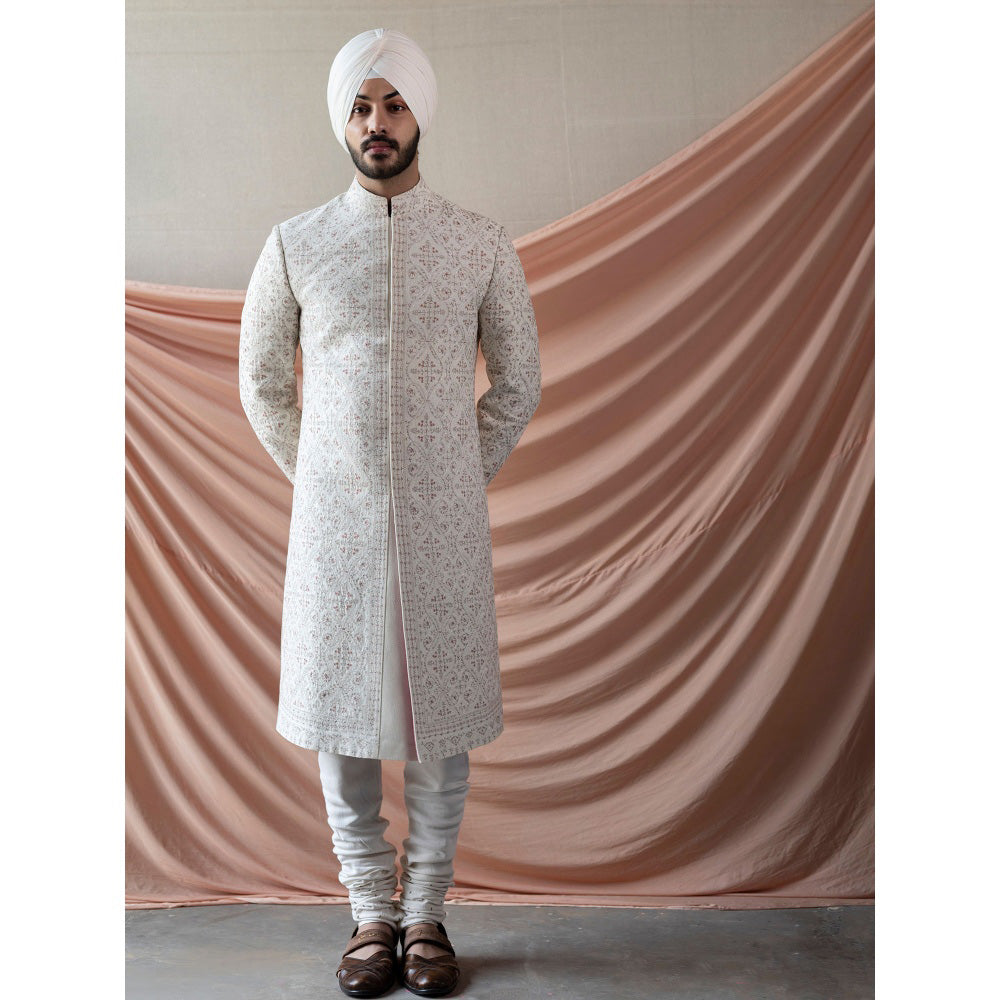 Jatin Malik Ivory Jamawaar Sherwani (Set of 5)