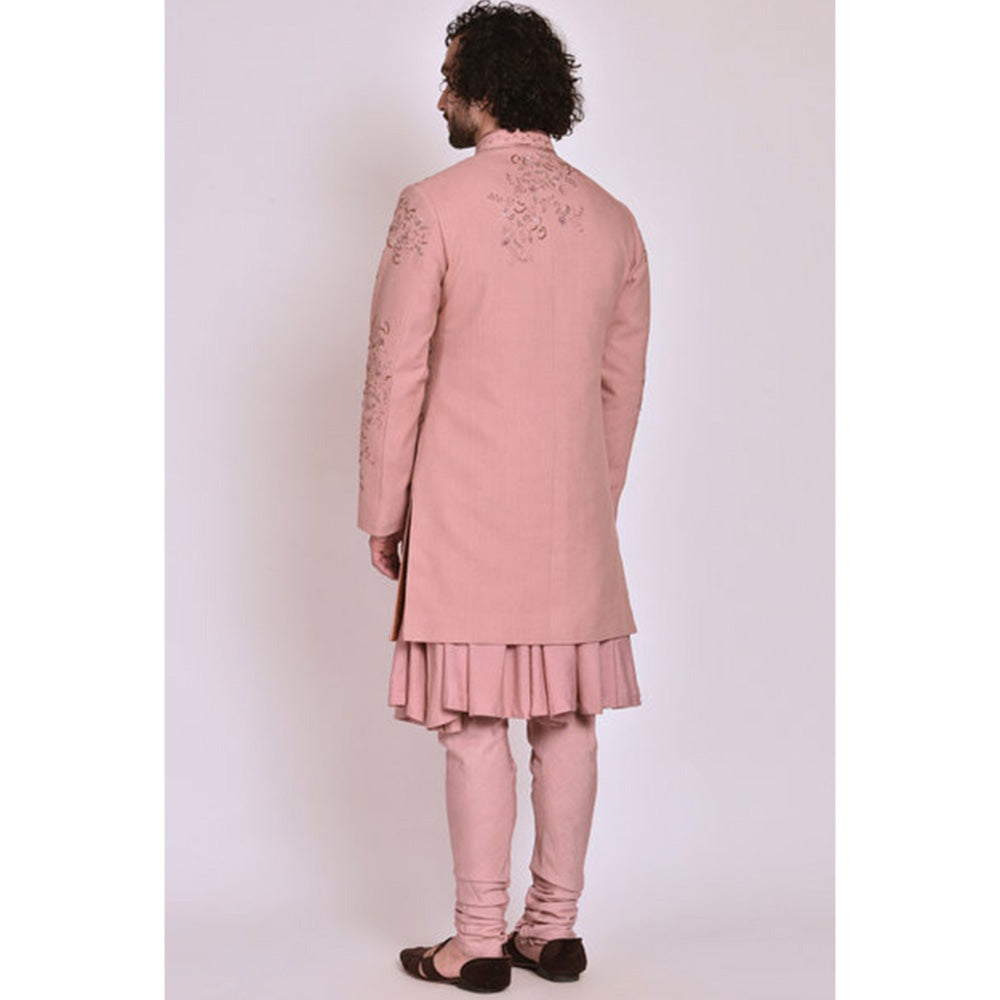 Jatin Malik Old Rose Contemporary Sherwani (Set of 5)