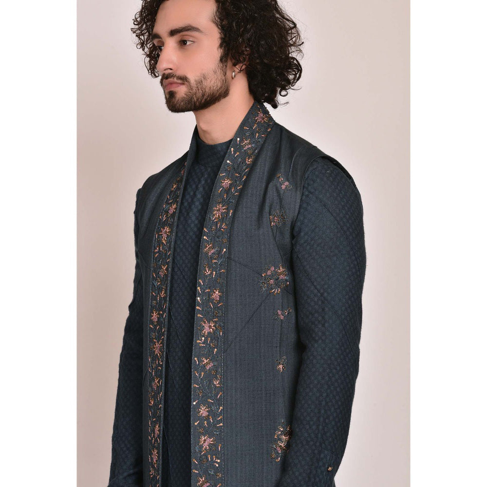 Jatin Malik Teal Blue Shrug (Set of 3)