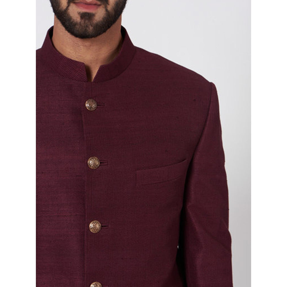 Jatin Malik Wine Bandhgala (Set of 2)