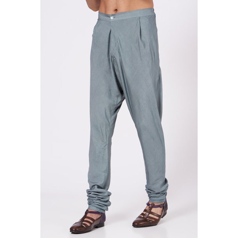 Jatin Malik Chateau Grey Shoulder Buttoned Kurta (Set of 2)