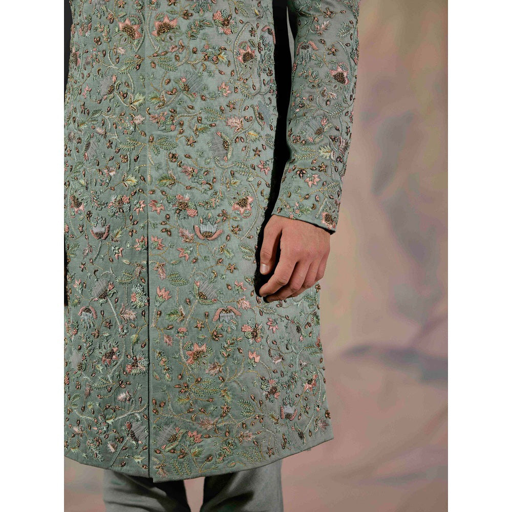 Jatin Malik The Green Saga Sherwani (Set of 4)