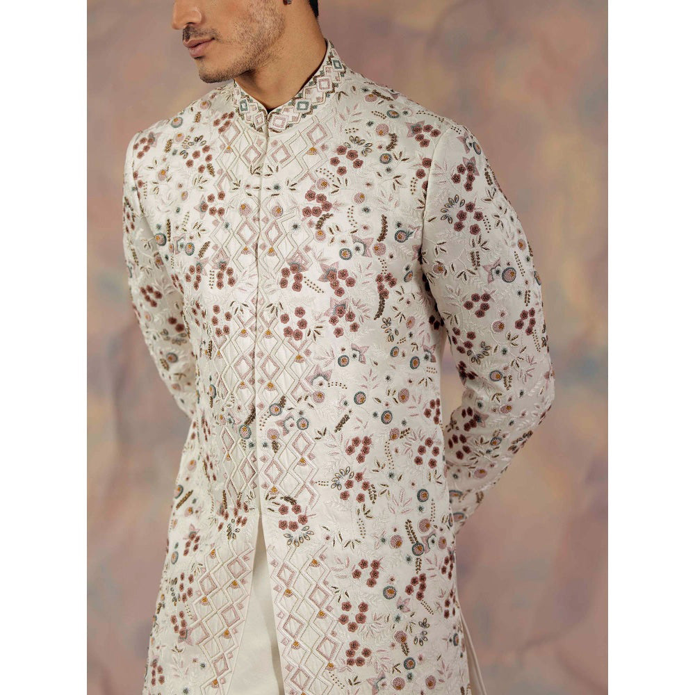 Jatin Malik The White Peony Sherwani (Set of 3)