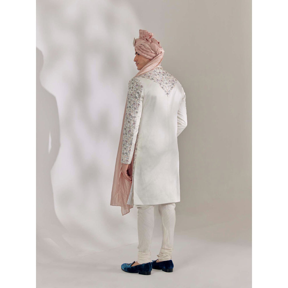 Jatin Malik Ivory Vine Sherwani (Set of 4)